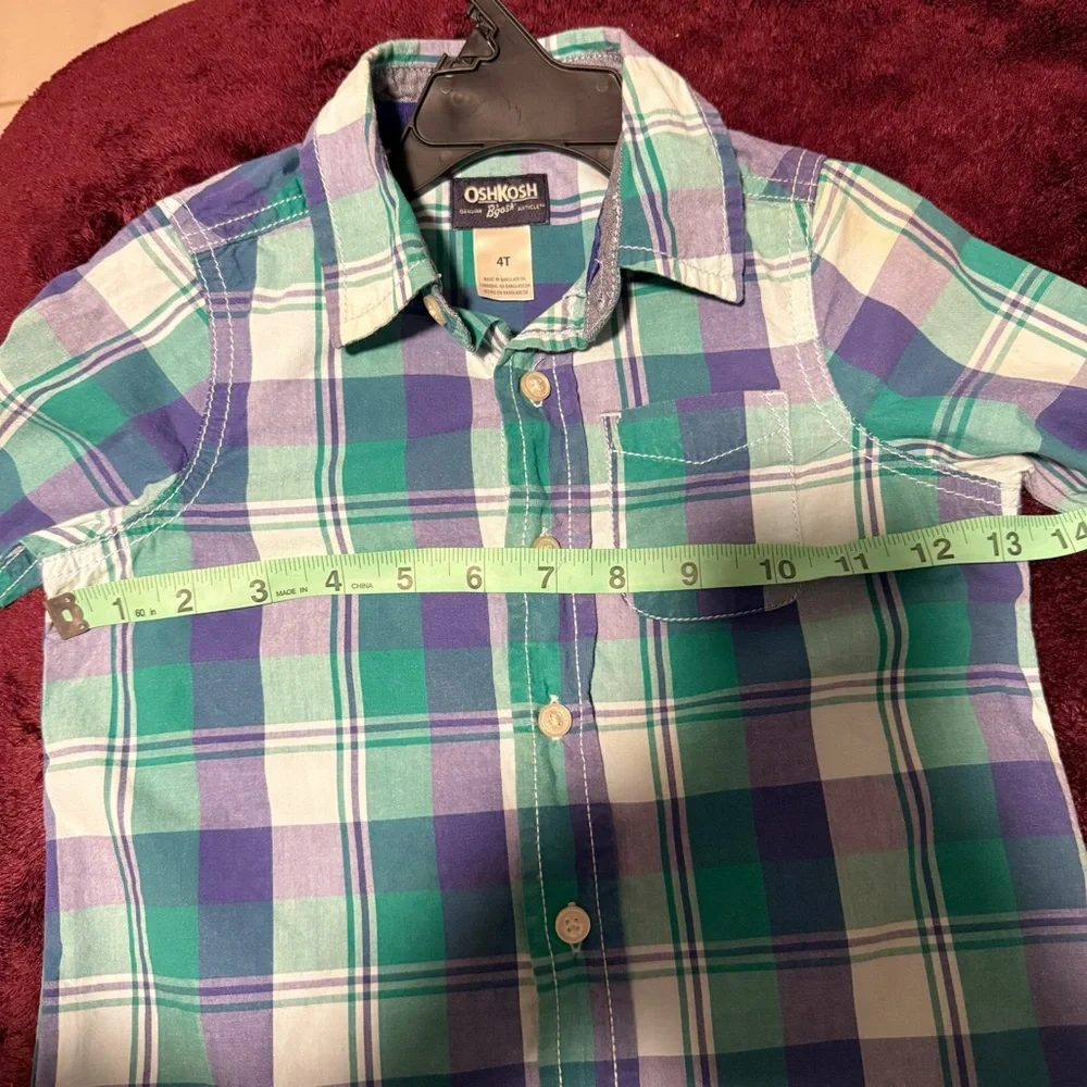 Kids OshKosh B'gosh Green & Blue Plaid Button-Down Shirt
